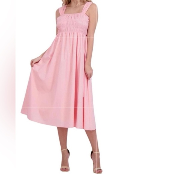 Nanette Lepore - Gypsy Rose Ruched Detailing Bodice Wide Straps Midi Dress SZ 14 - Picture 1 of 13